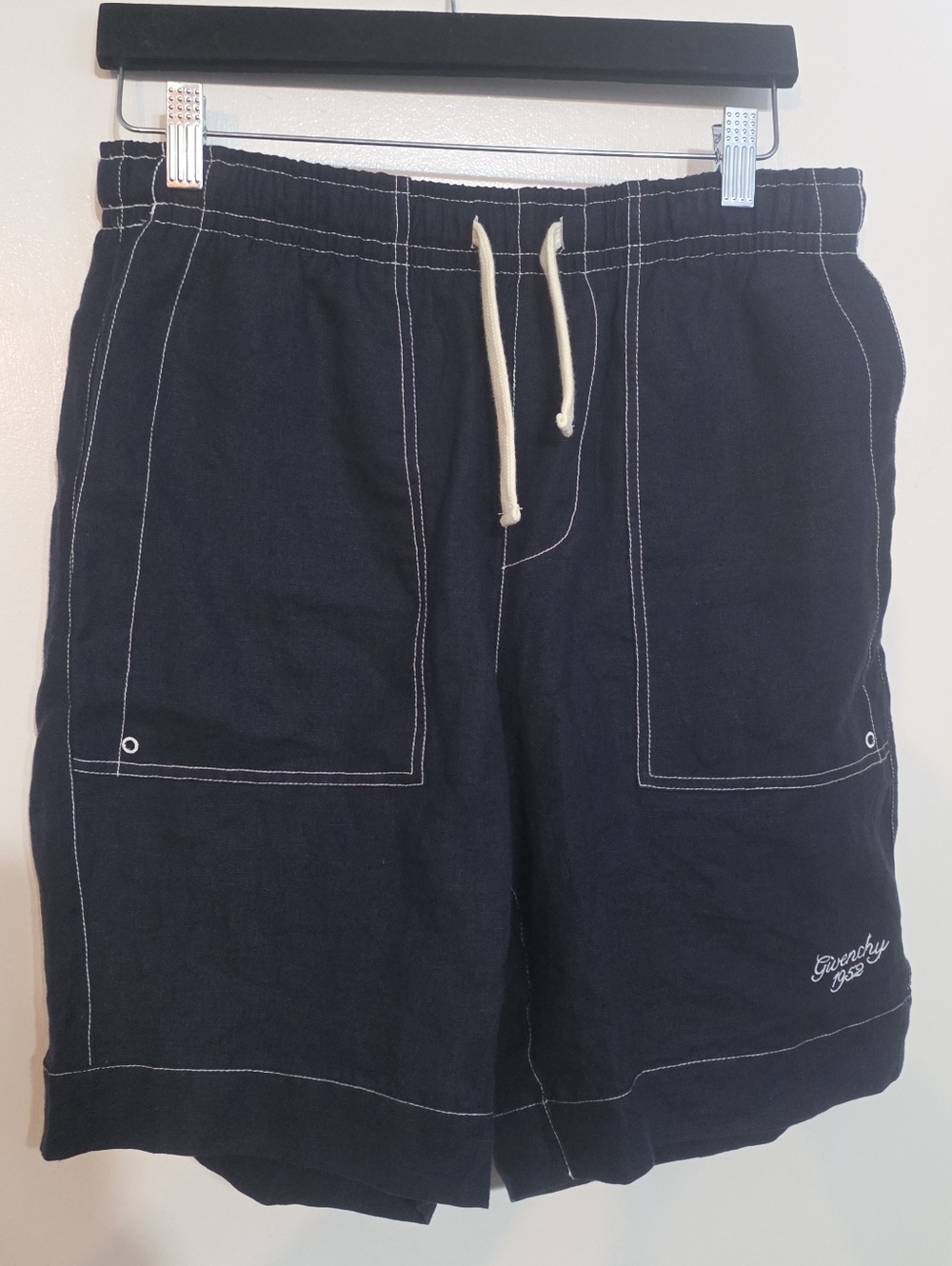 Givenchy Linen Bermuda Shorts Navy Size 46 NWOT
